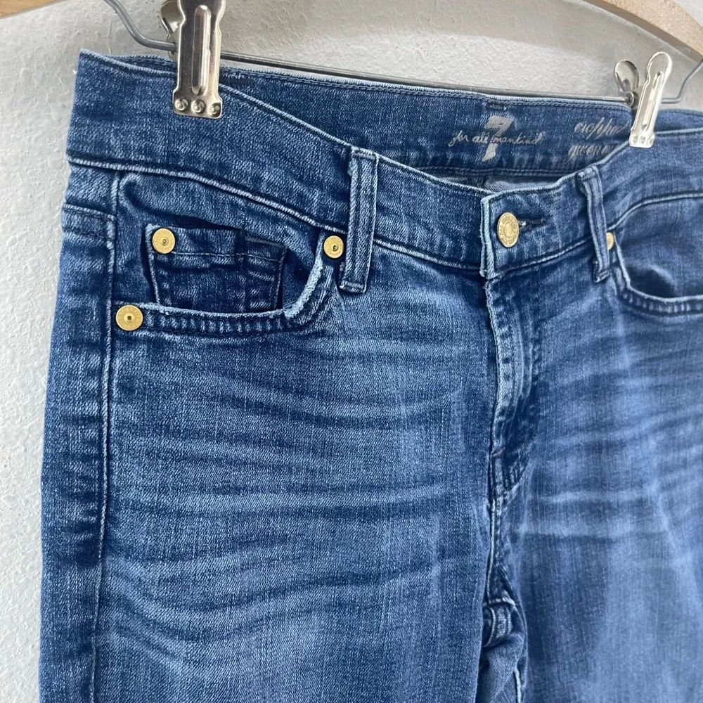 7 For All Mankind Gwenevere Jeans Womens 27 Blue Cropped Skinny Low Rise Capsule